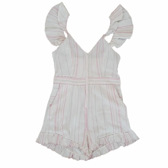 LoveShackFancy Lucy Striped Romper Pink White 'cloud' Size 10 NWT - Picture 12 of 16